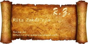 Ritz Zakária névjegykártya